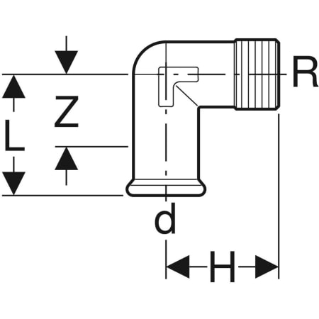 21609 Переходной угольник Geberit Mapress из углеродистой стали 90°, с наружной резьбой Geberit  - Вид №2