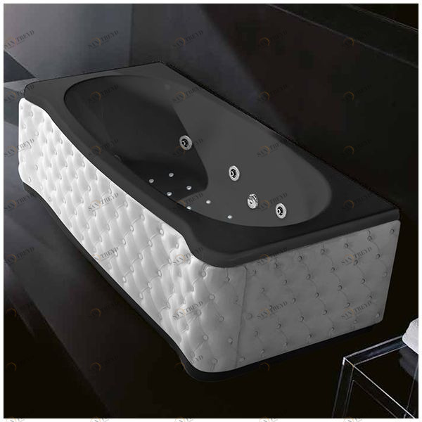 Ванна Gruppo treesse New Classic Young ATC-V674Q-SX-KB-C чёрная с гидромассажем аэромассажем и дезинфекцией прямоугольная левая белая кожа ATCV674QSXKBC