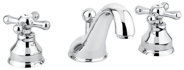 12033CR Смеситель Deco Classic с донным клапаном для раковины на 3 отверстия, цвет хром EMMEVI Decò classic