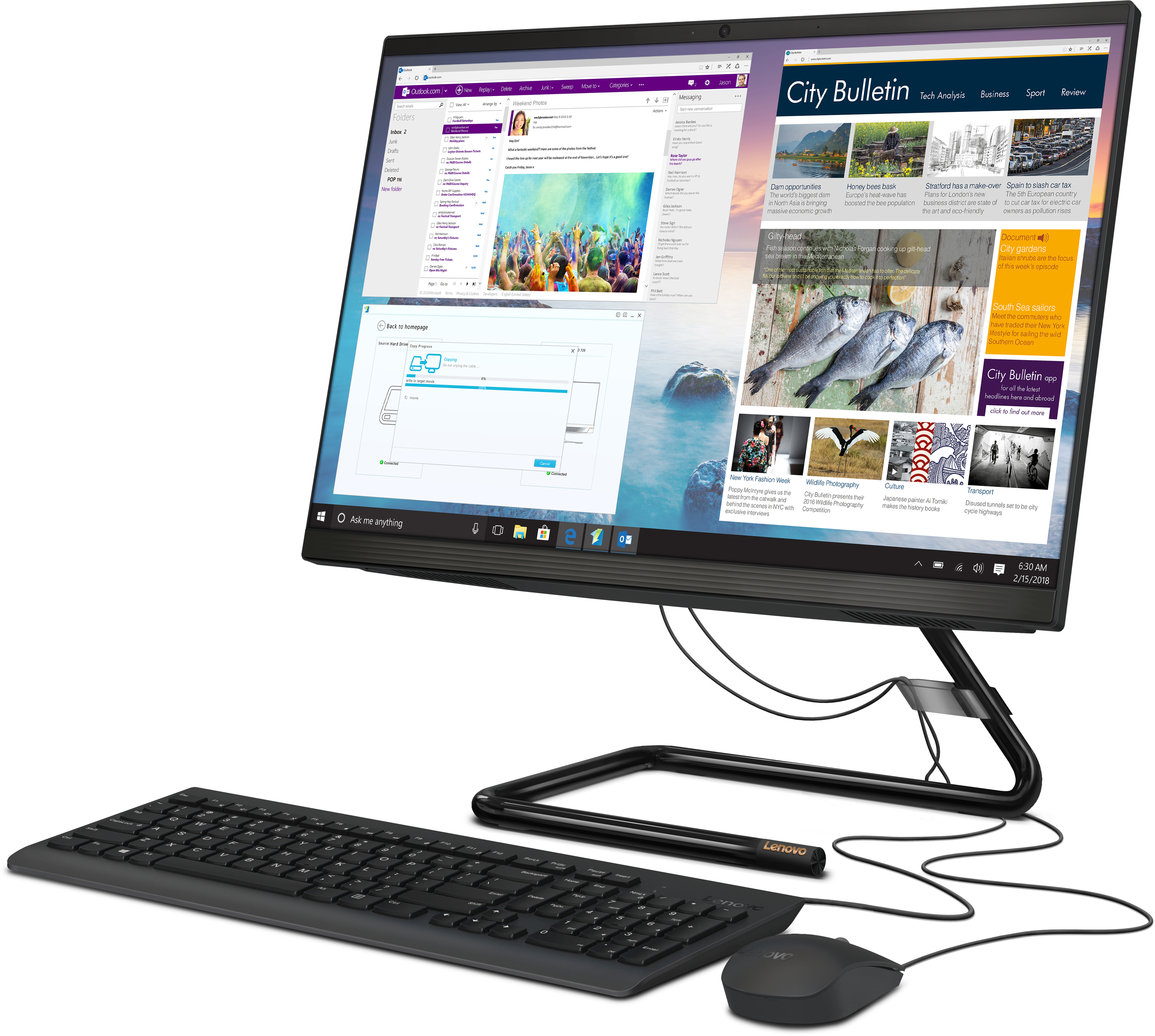 F0EX0013RK ideacentre aio 3 22ada05 21.5"(1920x1080)/amd ryzen 5 3500u(2.1ghz)/8192mb/1000gb/dvdrw/int:amd radeon vega 8 /bt/wifi/war 1y/5.28kg/black/dos + клавиатура, мышь usb Lenovo Santreyd  - Вид №1