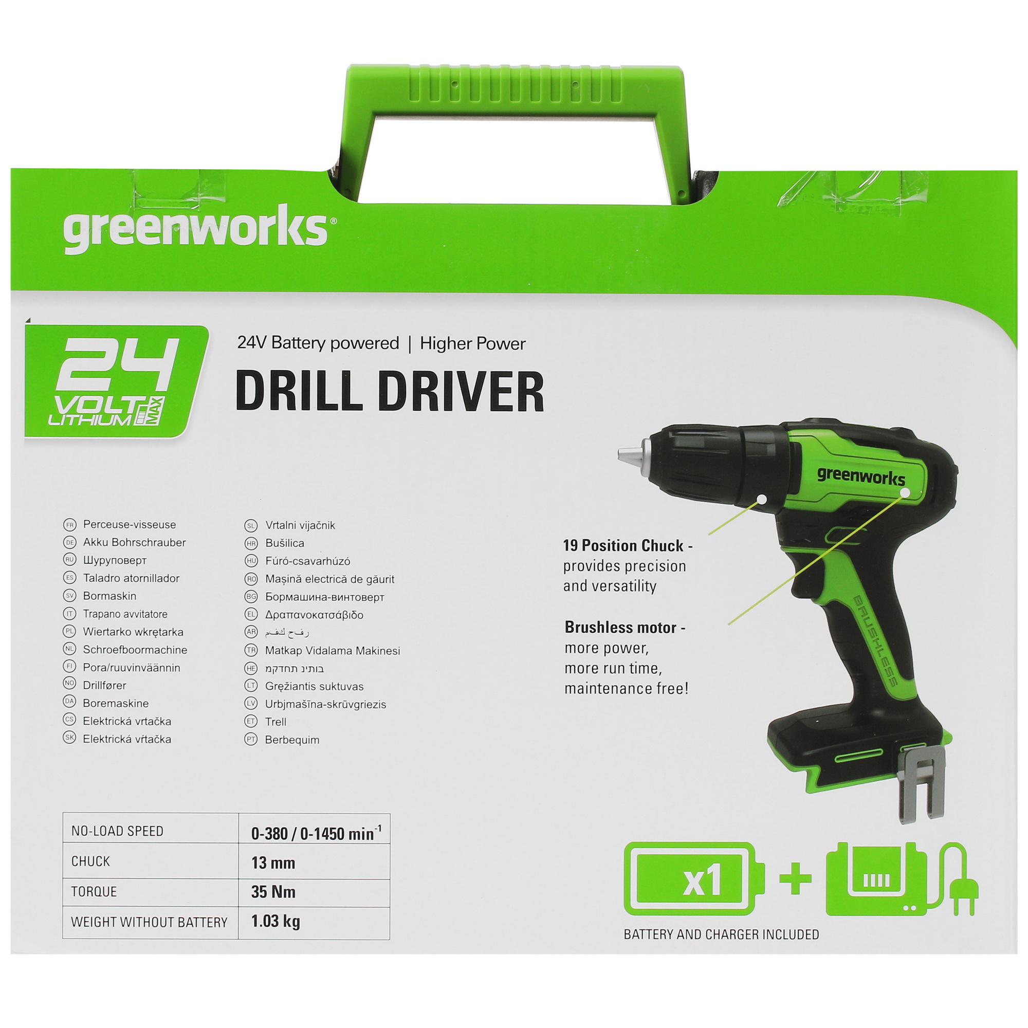 Дрель-шуруповерт GreenWorks GD24DD35K2 24V 5346968 STDN-0063096 - Вид №7