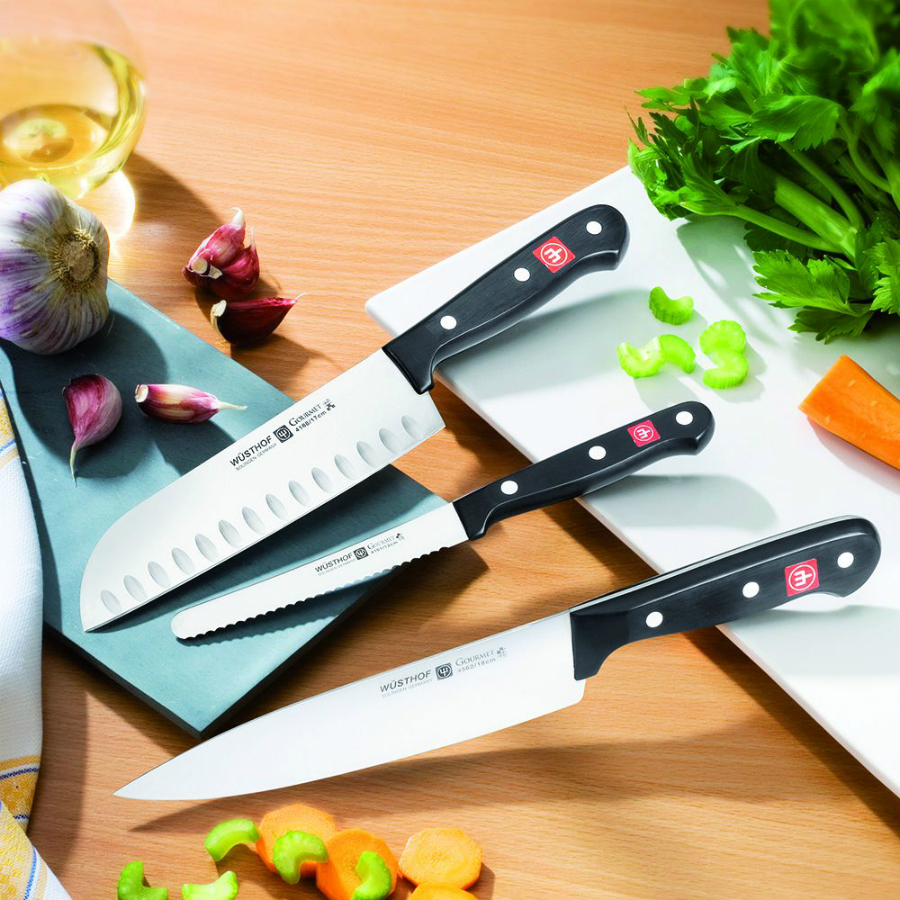 Набор кухонных ножей Gourmet: 4 шт., мусат, на светлой деревянной подставке WUESTHOF W9867 - Вид №1