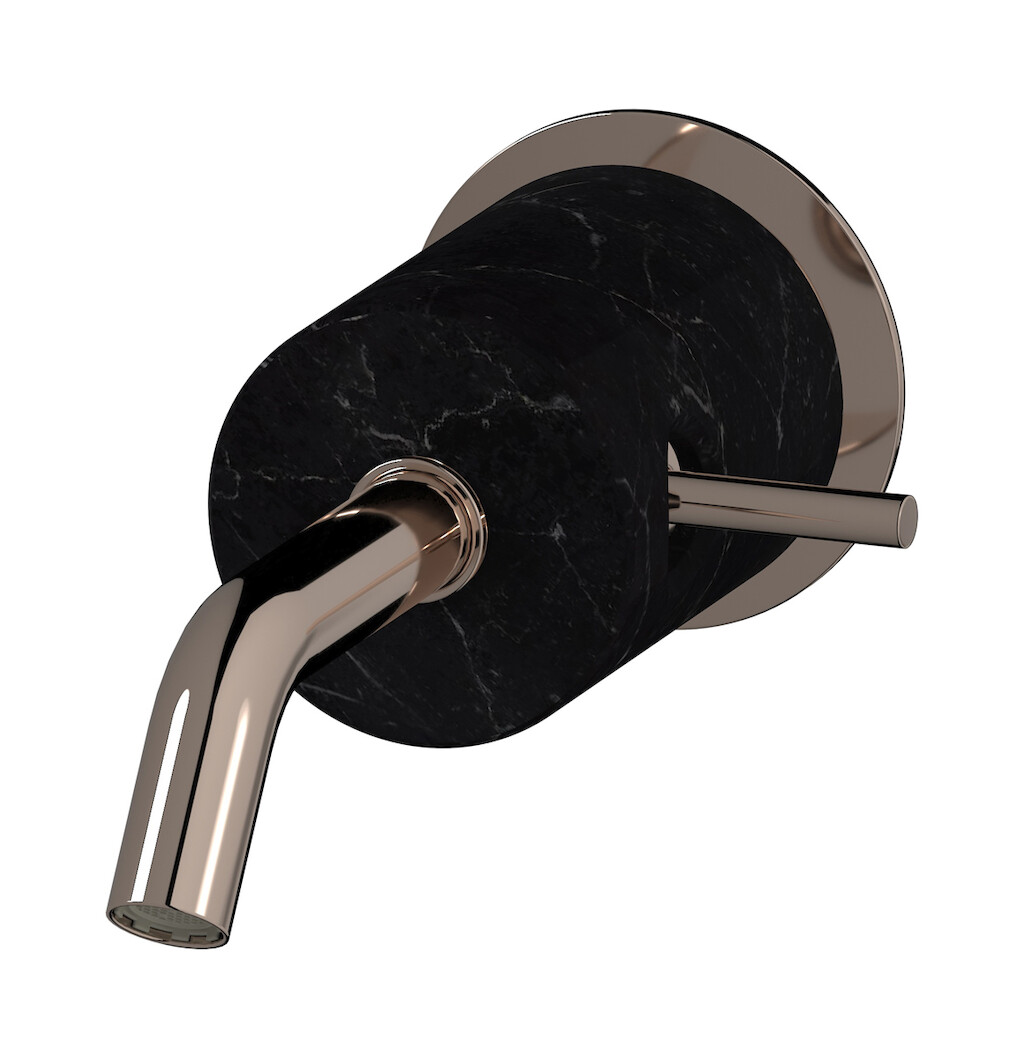 Встроенный в стену смеситель для раковины на 1 отверстие в комплекте с донным клапаном WE ARE IB mr209rs_2 Rose Gold Marmo