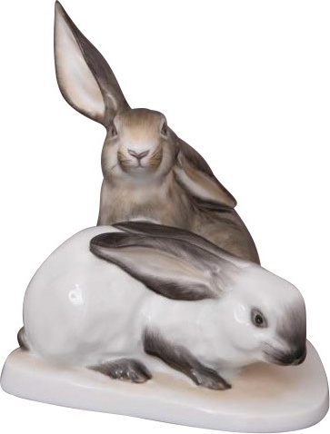 1047917 Herend Фигурка 14,5см "Пара кроликов" Фарфор 