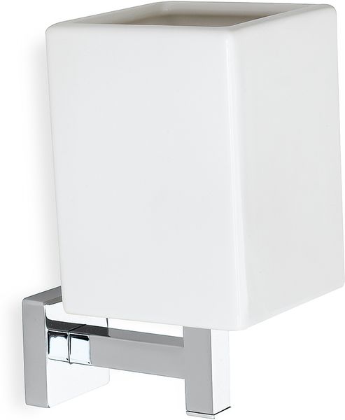 U10(36-BI) Stil Haus Urania, настенный керамический стакан, цвет никель сатин - белая керамика