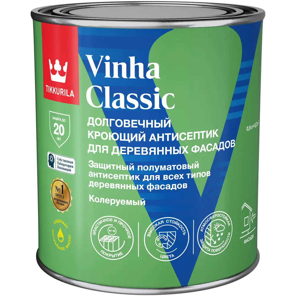 Tikkurila Vinha Classic - Антисептик для дерева белый полуматовый 0.9 л 89350883 STLM-0857022