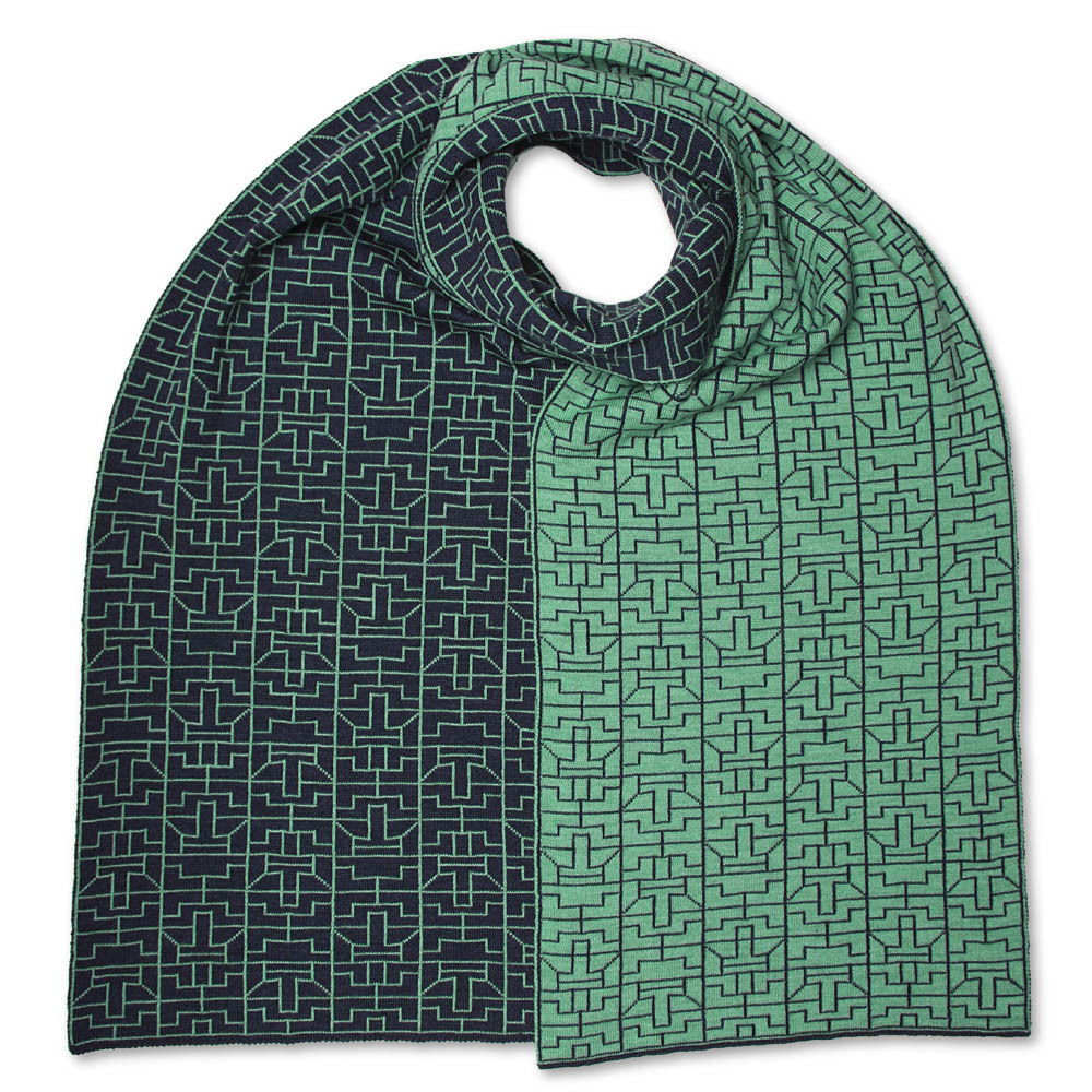 SXB-BO1-BE Шарф синий/бирюзовый, 30/180 шерсть меринос FORTSCHRITT Santreyd 