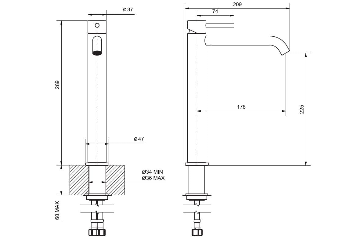 Однорычажный высокий смеситель для раковины Gaia Mobili Complements ARCH-00147818