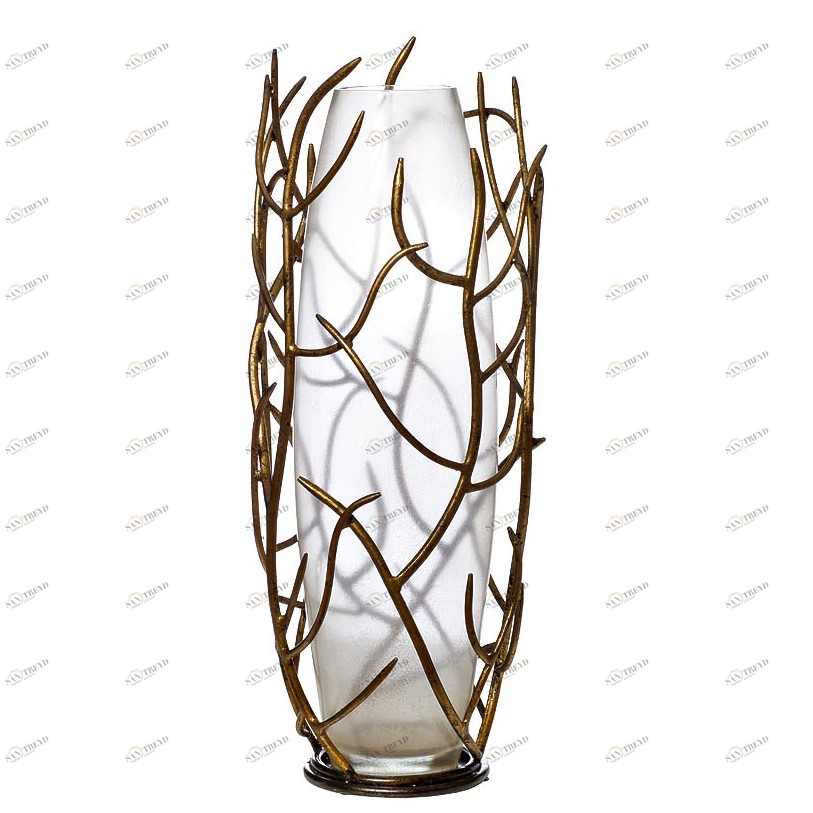 Ваза стеклянная с золотом 66х23 см от Garda Decor GARDA DECOR ДИЗАЙНЕРСКИЕ 039987 Золото;прозрачный 