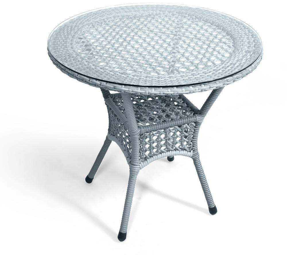 90910858 Стол садовый 80 см х 80 см х 75 см искусственный ротанг серый DECO STLM-0420379 AIKO