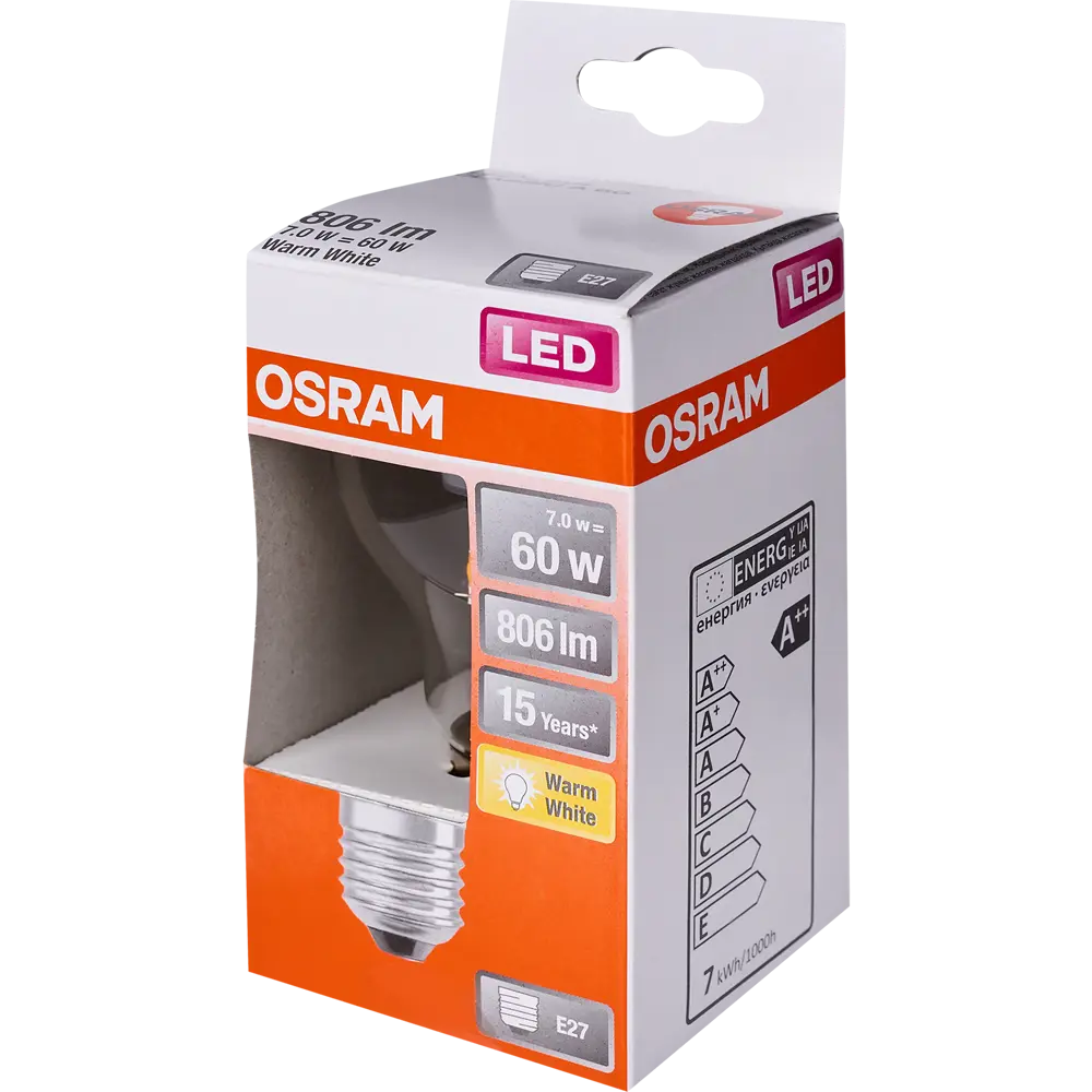 Лампа светодиодная Osram E27 220 В 7 Вт груша прозрачная 806 лм жёлтый свет 82481265 STLM-2079803  - Вид №3