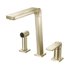 00647344 Смеситель кухонный однорычажный с душем Bistro матовый никель Docol BISTRO