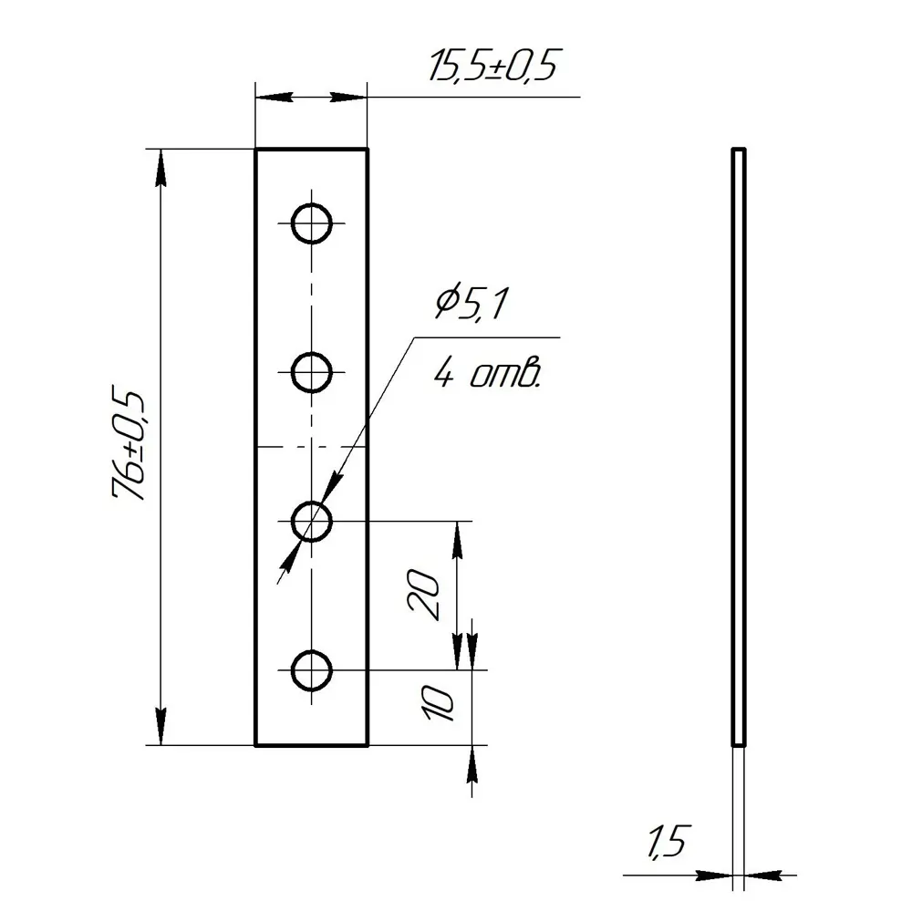 пластина соединительная мебельная 76x15x1,5 ПЕТРОТЕХ STLM-2083753 - Вид №3
