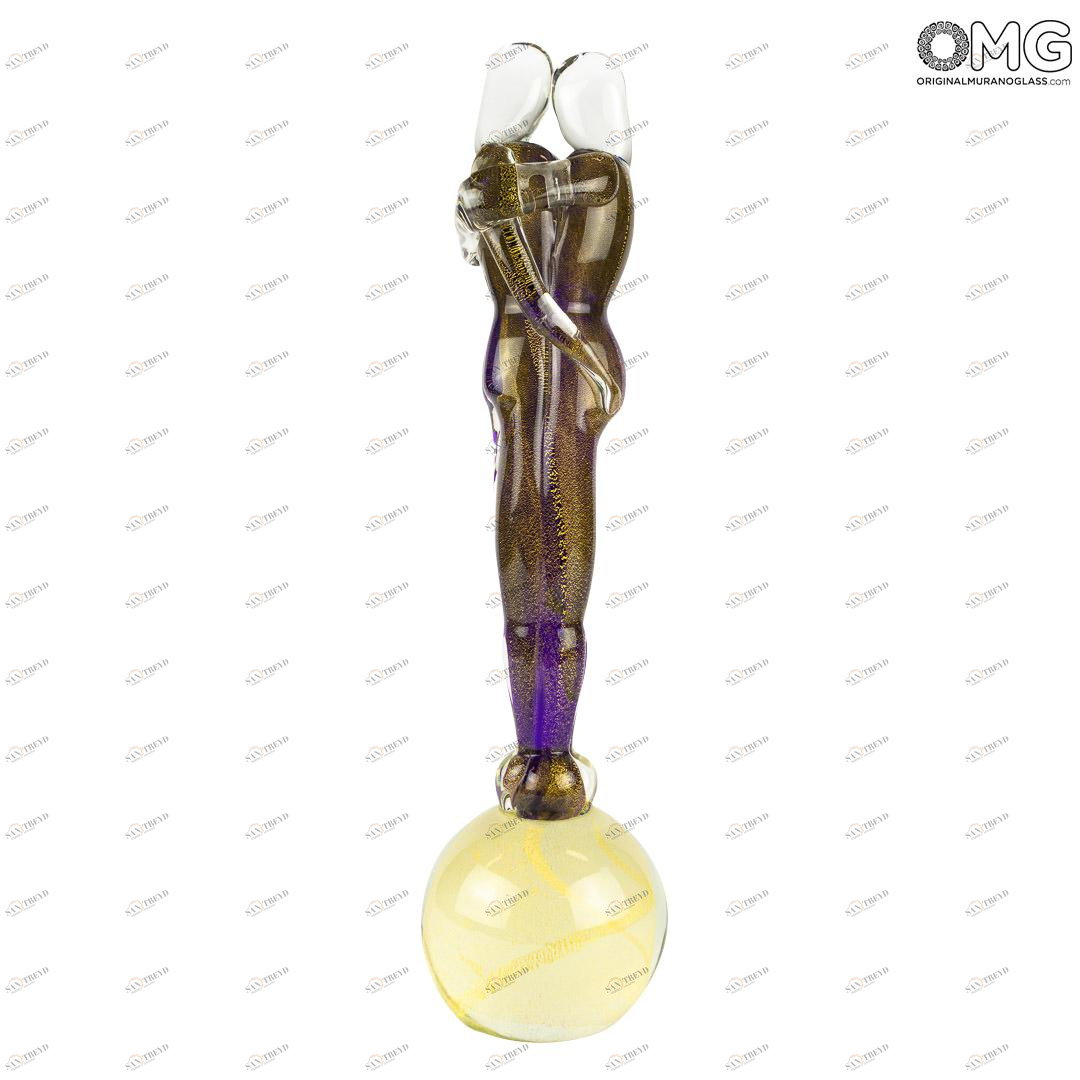 3594 ORIGINALMURANOGLASS Скульптура Влюблённые - в золотистых тонах - муранское стекло OMG  см 