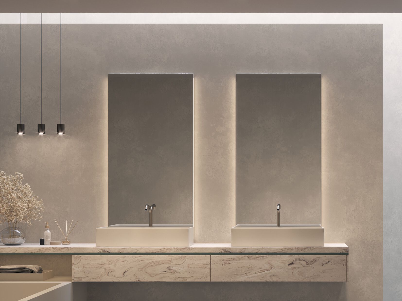 Прямоугольное зеркало со встроенным освещением Acquapazza Corian ® elements ARCH-00125663 - Вид №1