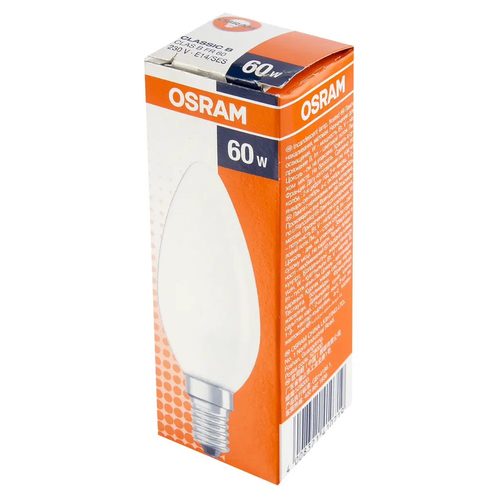 Лампа накаливания Osram E14 230 В 60 Вт свеча матовая 3 м2 свет тёплый белый STLM-2188640 - Вид №1