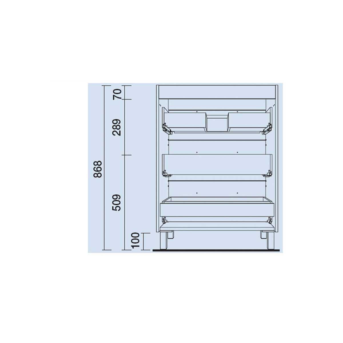26591 SALGAR Мебель для умывальника FUSSION CHROME 900 3 ящика GLOSS WHITE 897 x 868 x 450 мм Глянцевый белый - Вид №3
