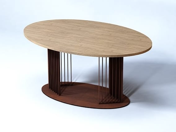 Овальный стол для гостиной из стали и дерева TrackDesign Ovov ARCH-00129098