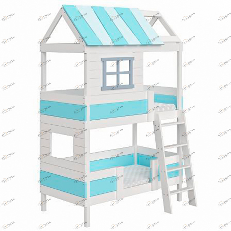 Кровать-домик двухъярусная Home nord M 80х160 см белая, голубая ELLIPSE ELLIPSE HOME 351778 Белый;голубой Santreyd 