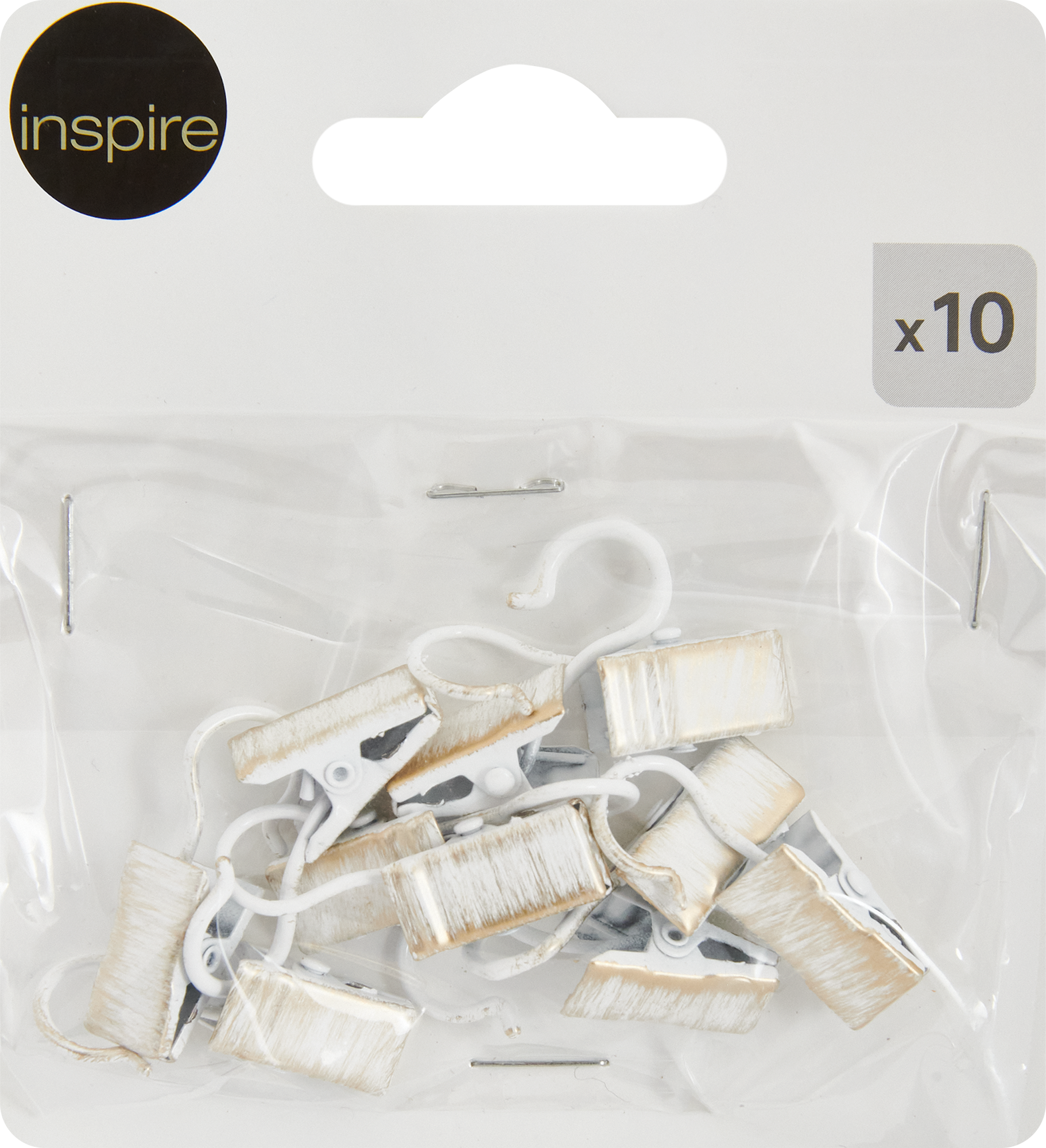 Зажим для штор металлический 20 см белый 10 шт INSPIRE 86421328 STLM-0068884 - Вид №1