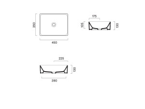 Прямоугольный умывальник с одной столешницей