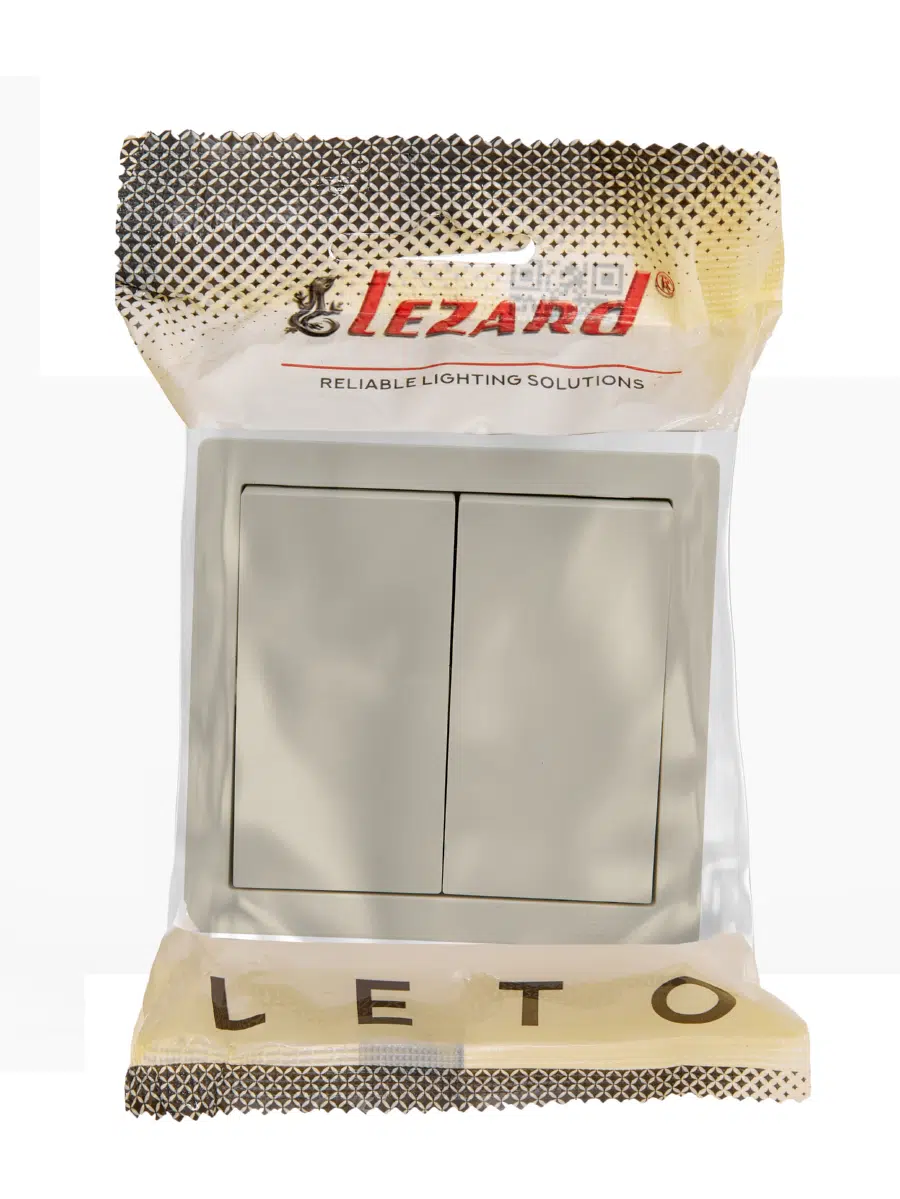 LETO Выключатель двойной крем LEZARD 752-0300-101 - Вид №1