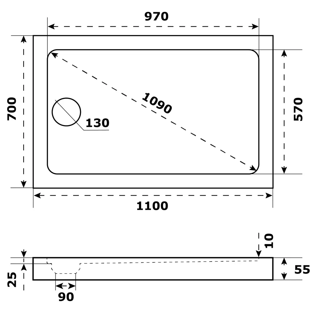 Душевой поддон Slim акрил 110x70 см 82677809 STLM-2047657 Santreyd - Вид №2