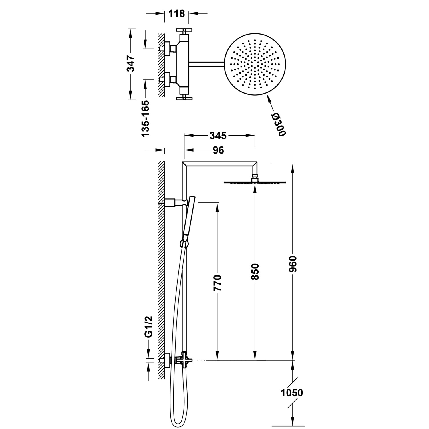 Двухходовой настенный термостатический смеситель для душа TRESMOSTATIC-06339301 TRES Thermostatic - Вид №1