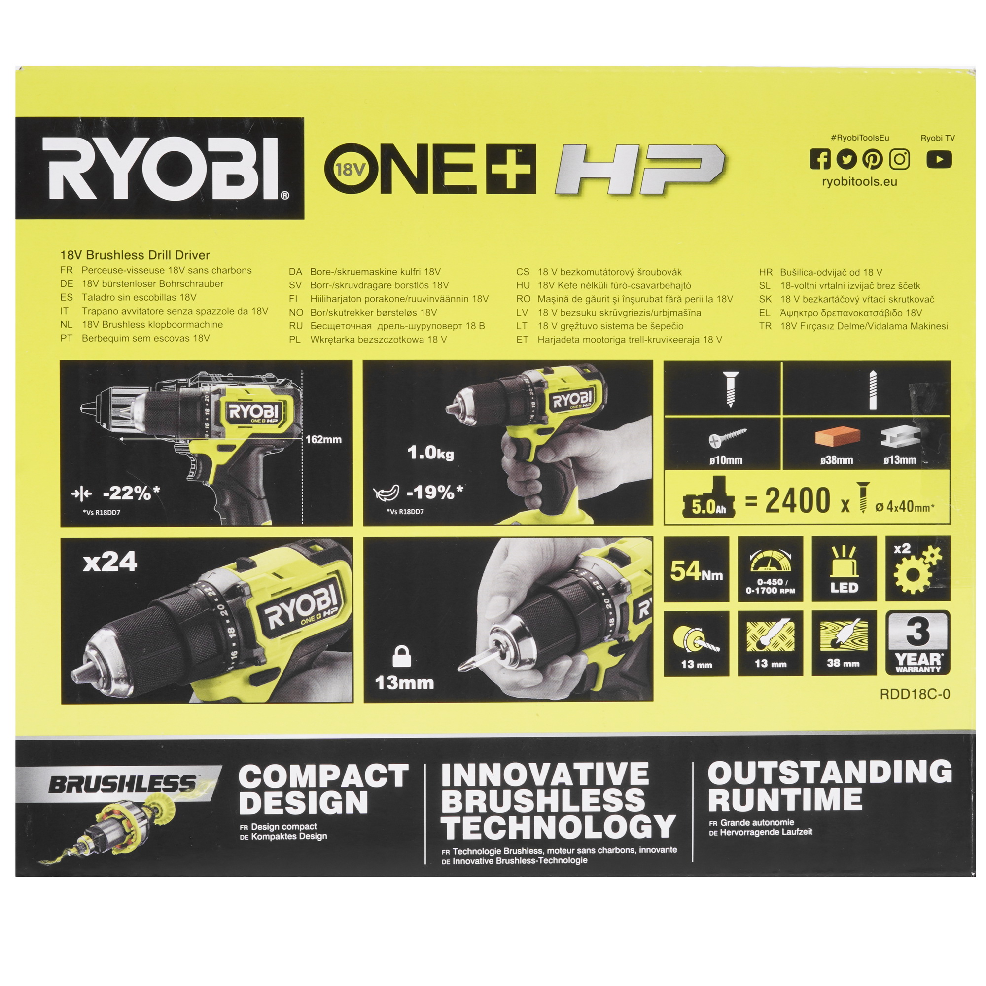 Дрель-шуруповерт Ryobi ONE+ HP RDD18C-0 ONE+ 18V  , Без ЗУ, Без АКБ 5360056 STDN-0083296 - Вид №6