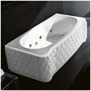 Ванна Gruppo treesse New Classic Young ATC-V674Q-DX-KB-GD белая с золотой фурнитурой гидромассажем аэромассажем и дезинфекцией прямоугольная правая белая кожа