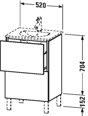 LC660405353 Тумбочка напольная L-Cube #LC6604 520 x 419 мм Каштан темный, декор Duravit - Вид №2