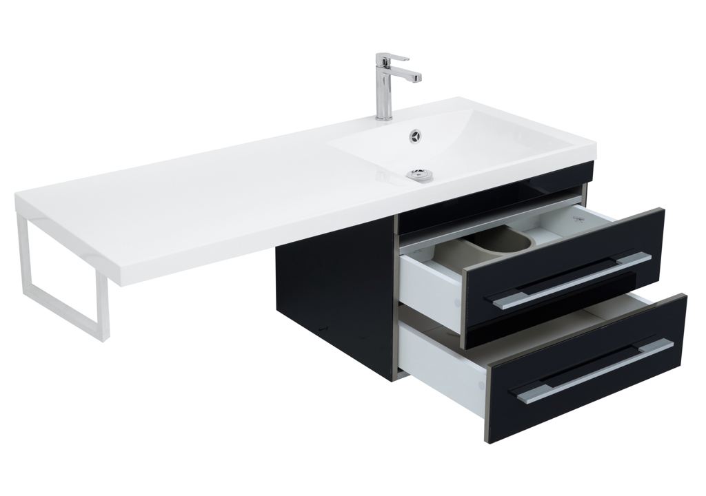 Тумба с раковиной Aquanet Верона 120 R черный (подвесная, 2 ящика) 0018017500239568 - Вид №5