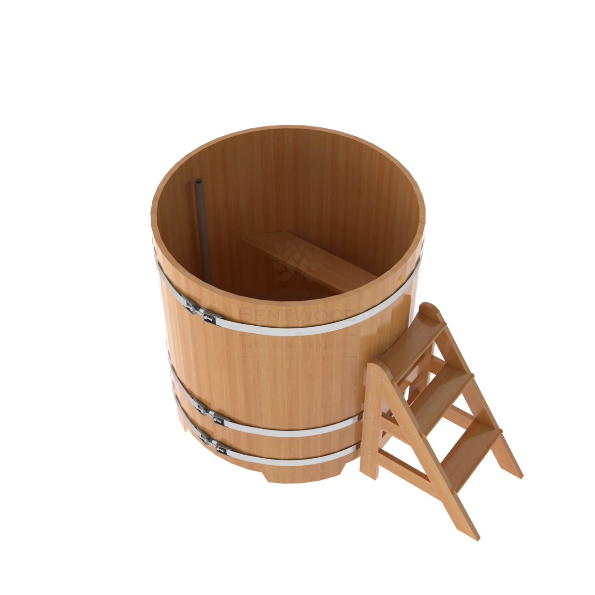 1198 Купель круглая из лиственницы d=1,17х1,2 натуральная премиум Alyarus  - Вид №1