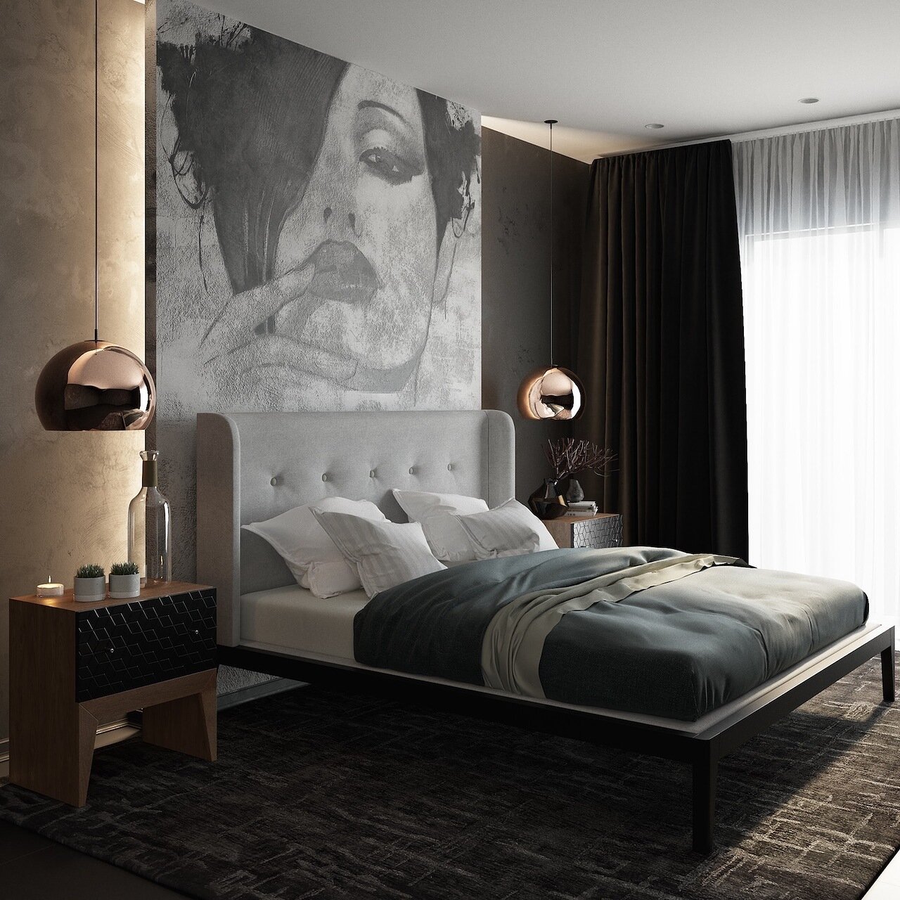 Кровать полутораспальная 140x200 светло-серая Fly Soft new BRAGIN DESIGN ДИЗАЙНЕРСКИЕ 256420 Коричневый;серый  - Вид №4
