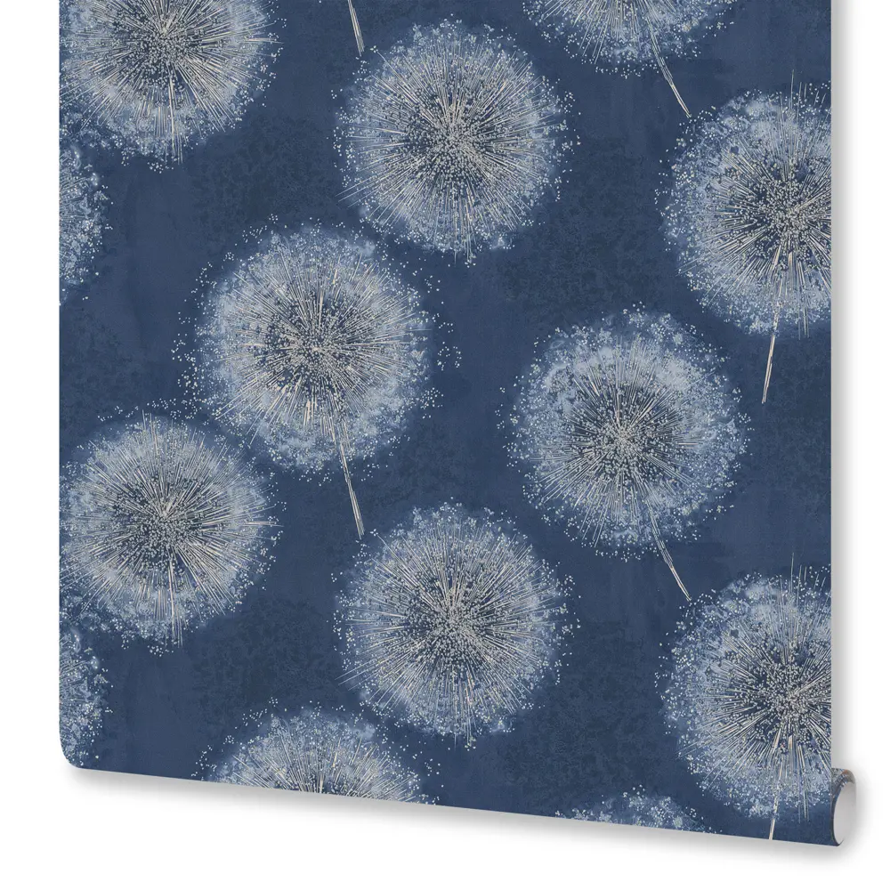 Флизелиновые обои Euro Decor Ray синие с растительным рисунком 1.06 м 89419308 STLM-1569075