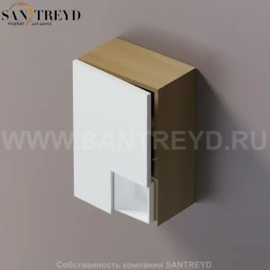 FLAT V Подвесной шкаф с мыльницей с петлями слева. Отделка: натуральный дуб и белая краска. AFXMO240042RTZ