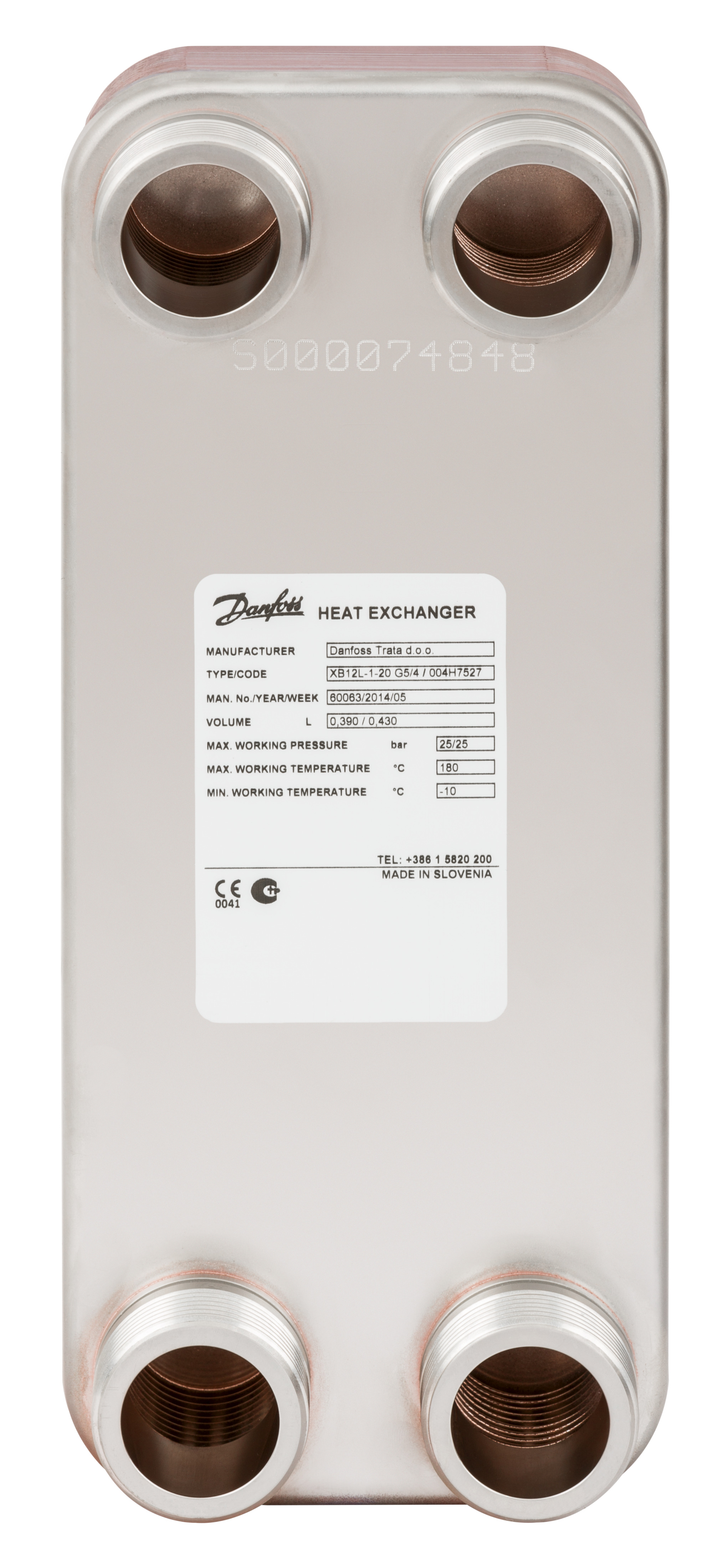 Danfoss Паяный пластинчатый теплообменник одноходовой серии XB12 XB 12H-1-70 PN25 паяный ТО 004H7564  - Вид №31