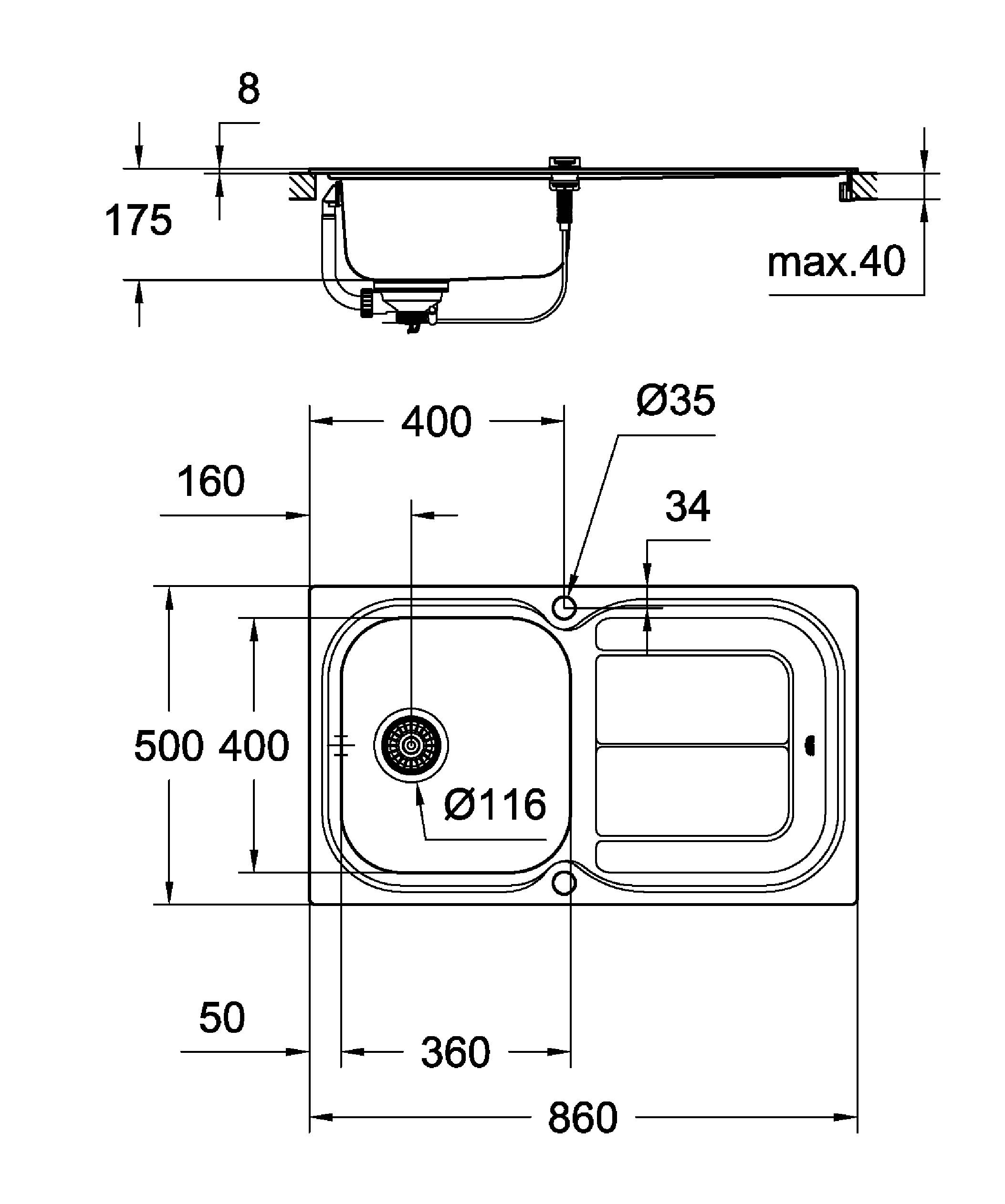 31563SD0 Накладная раковина под столешницу  овальная Grohe K300 - Вид №1