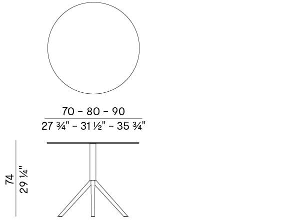 Круглый стол с откидным верхом из HPL Potocco OTX ARCH-00012554