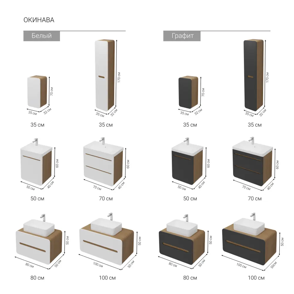 Santreyd Окинава — подвесной шкаф для ванной в стиле графит 85284714 STLM-1413250 - Вид №2
