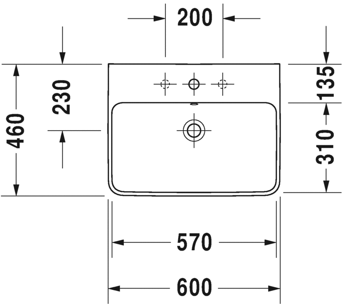 2335603200 Подвесная раковина настенная овальная Duravit ME BY STARCK - Вид №1