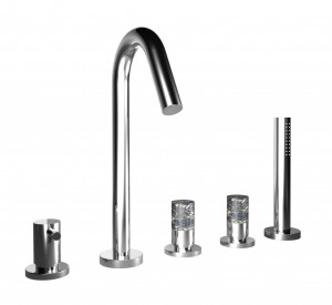 40531 / D Палубная ванна на пять отверстий и смеситель для душа с набором для душа. Bongio Aqua