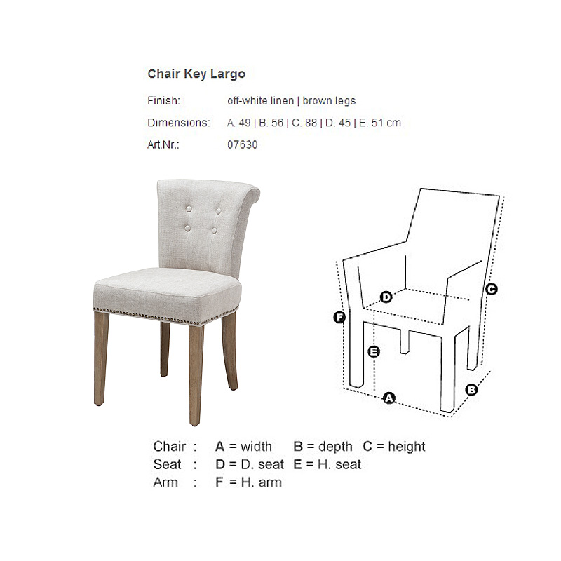 Стул белый обеденный Key Largo от Eichholtz Белый EICHHOLTZ  247261 Белый  - Вид №3