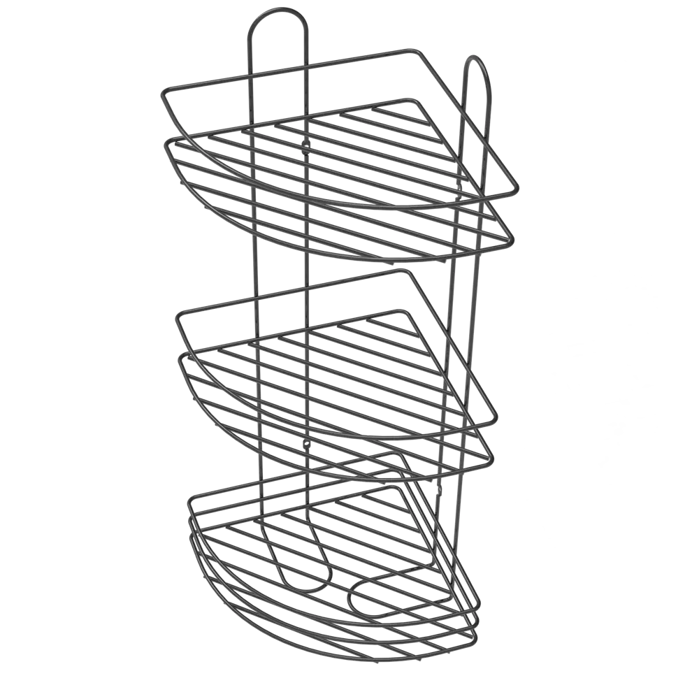 Полка для ванной Lemer Nil трехъярусная 23x23 см металл цвет графит STLM-2093827 - Вид №2