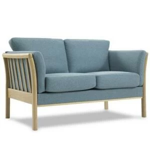 Диван двухместный Aya, цельный лакированный дуб, сине-зеленый