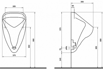 6618RS Настенный писсуар, уринал с мушкой KOLO  - Вид №2