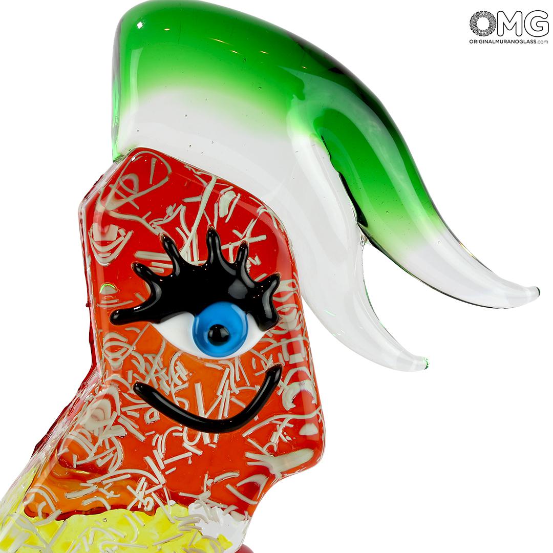 4700 ORIGINALMURANOGLASS Скульптура Голова Женщины - Pop Art - Original Murano Glass OMG 35 см  - Вид №1