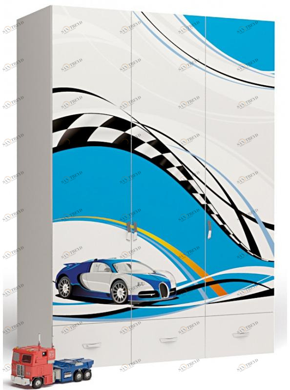 Шкаф ABC-KING 3х дверныйLa-Man голубой 4631148150911