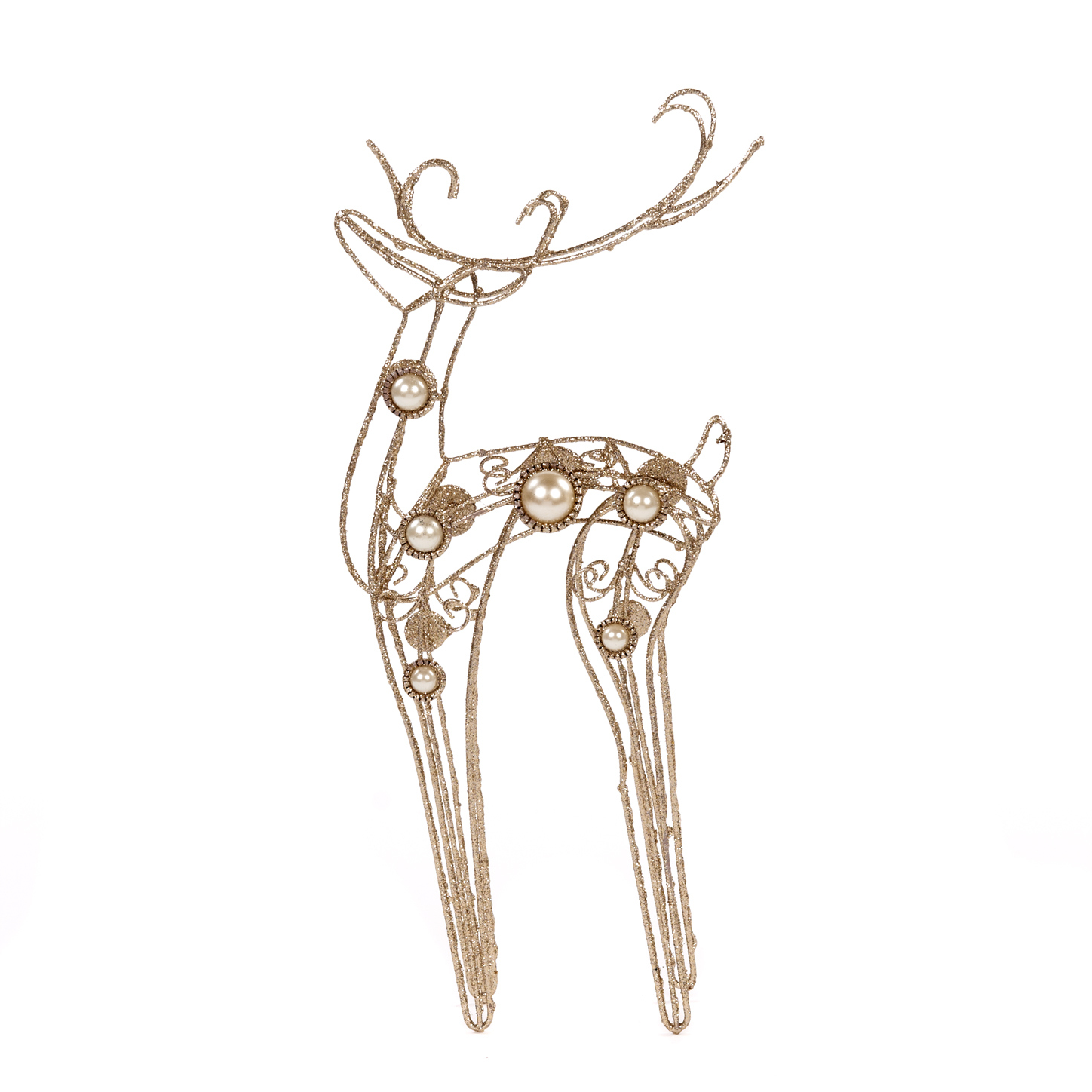 TR 27199 Олень с жемчугом кремово-золотой 34 см GOODWILL Santreyd 
