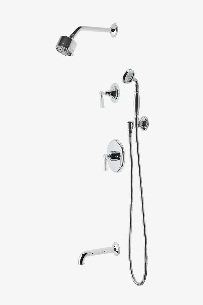 RDSP24 Душевой комплект Roadster с балансировкой давления, душевой лейкой 3 1/4 дюйма, ручным душем, изливом ванны и рукояткой отводного рычага Waterworks 
